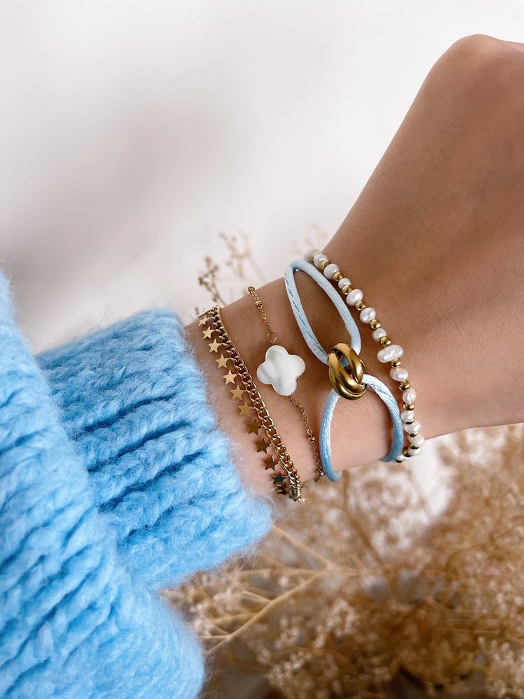 Gold Knot Satin Bracelet / Blue