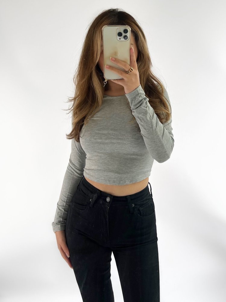 Shae Basic Long Sleeve Top / Grey
