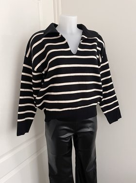 Tsuna Striped Sweater / Black & Beige