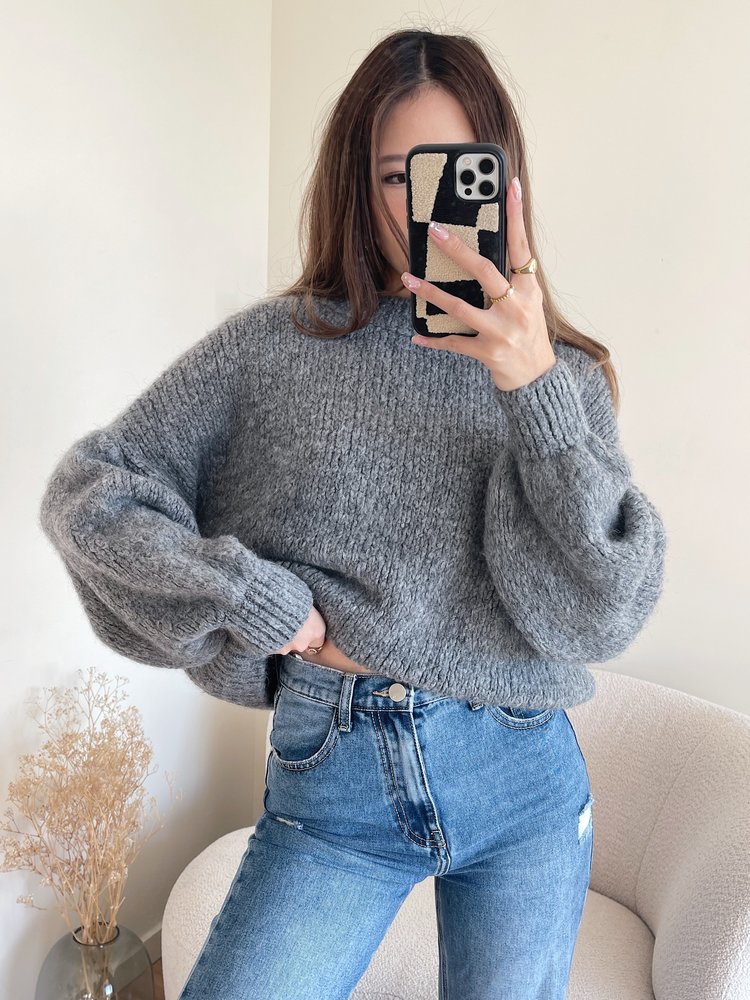 Caro Oversized Knit Sweater / Dark Grey