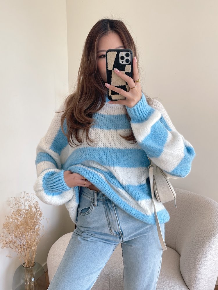 Juna Oversized Striped Sweater / Blue