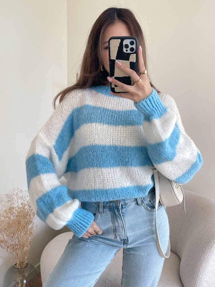 Juna Oversized Striped Sweater / Blue