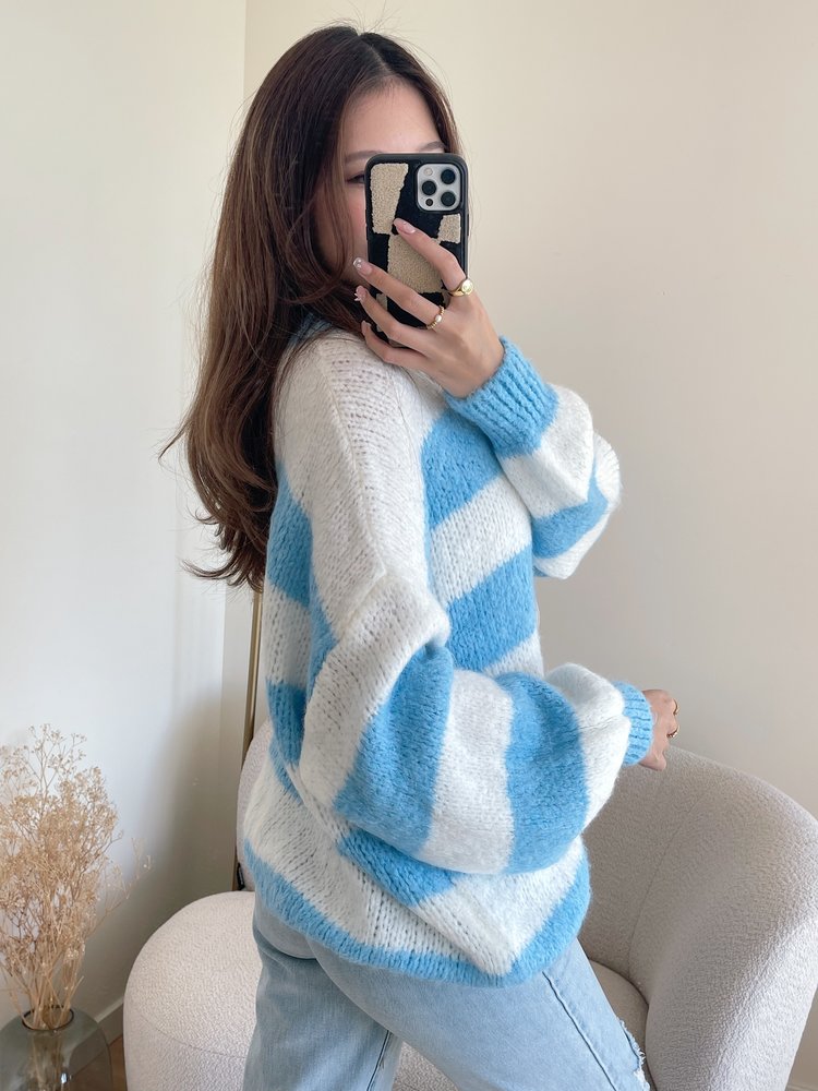 Juna Oversized Striped Sweater / Blue