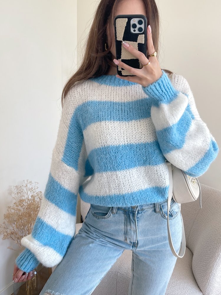 Juna Oversized Striped Sweater / Blue