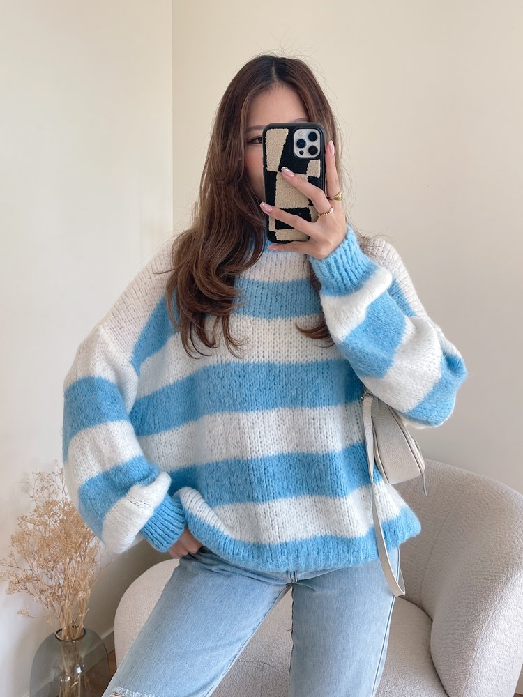Juna Oversized Striped Sweater / Blue