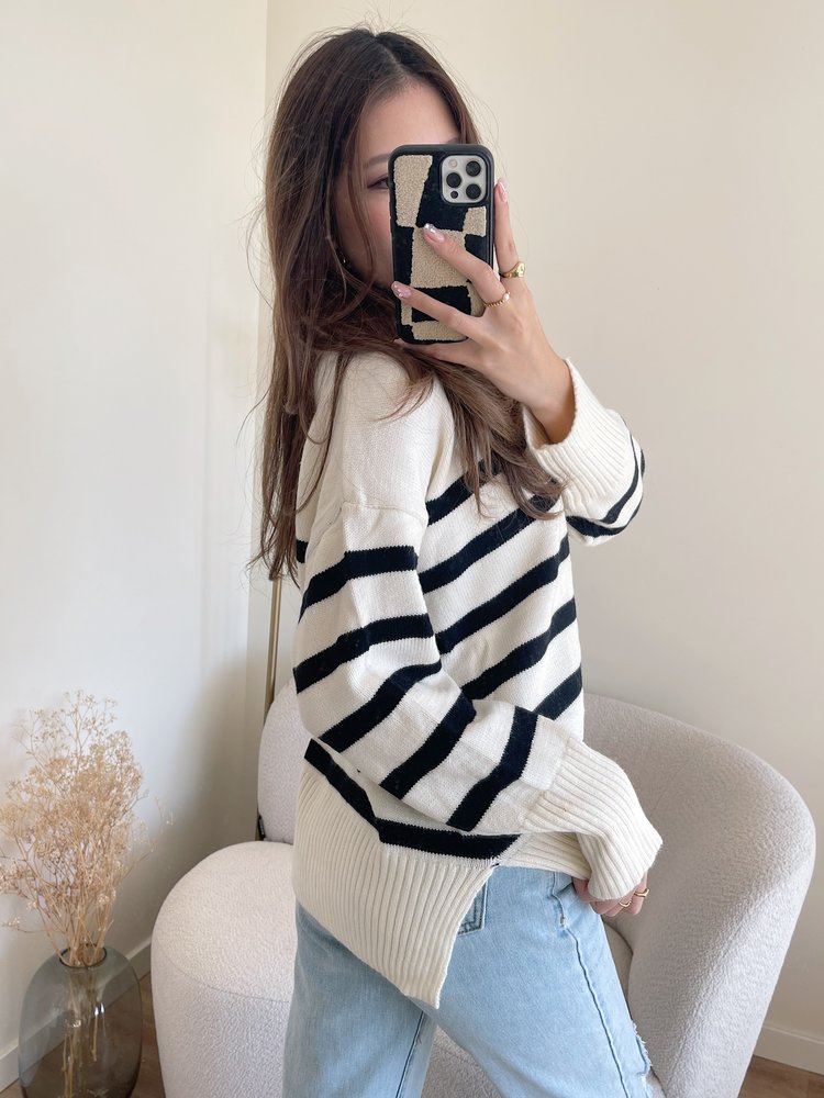 Niki Striped Sweater / Black