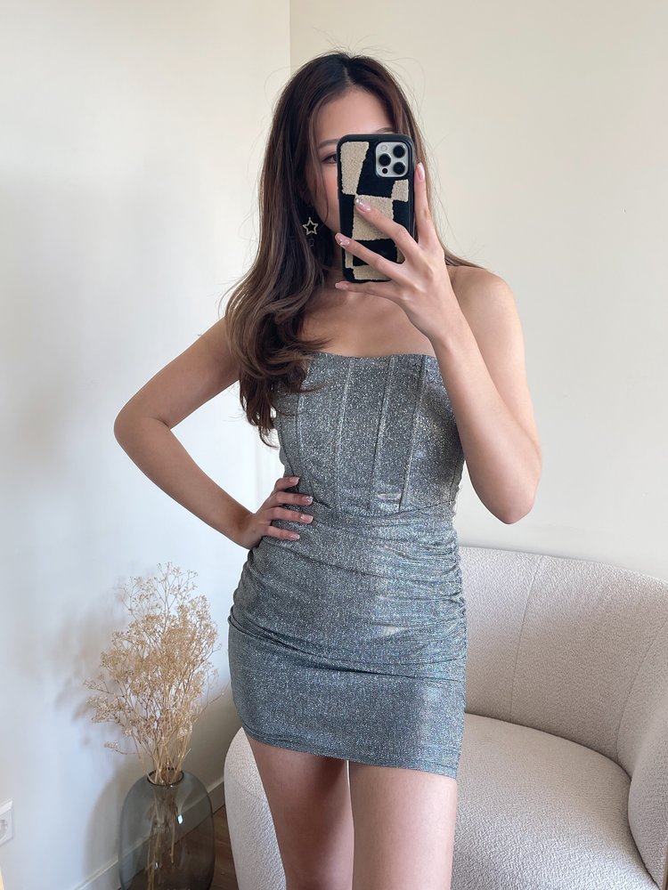 Rivia Glitter Corset Dress  / Silver