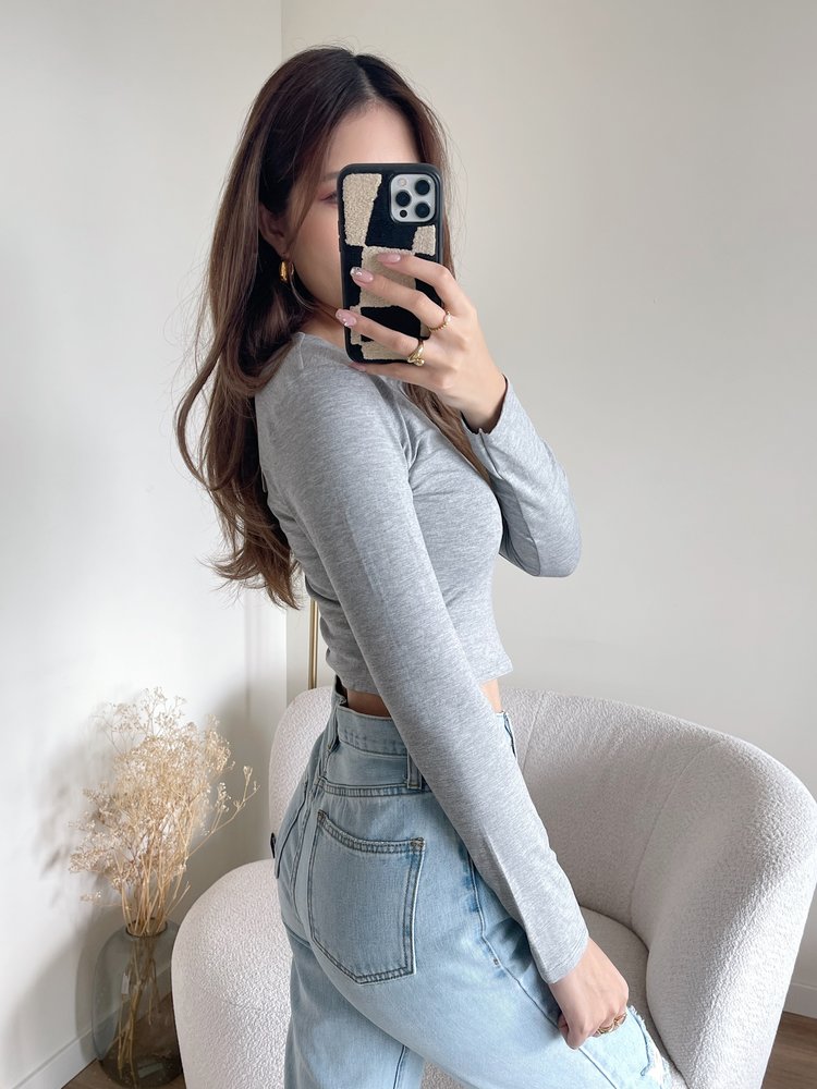 Shae Basic Long Sleeve Top / Grey