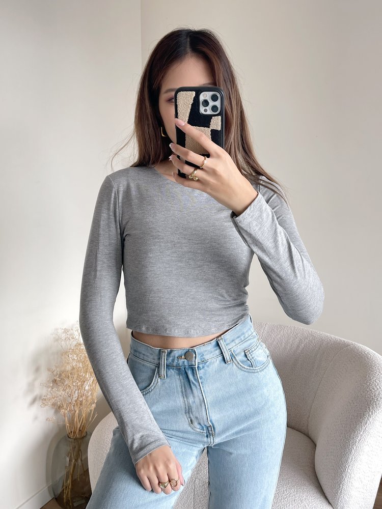 Shae Basic Long Sleeve Top / Grey