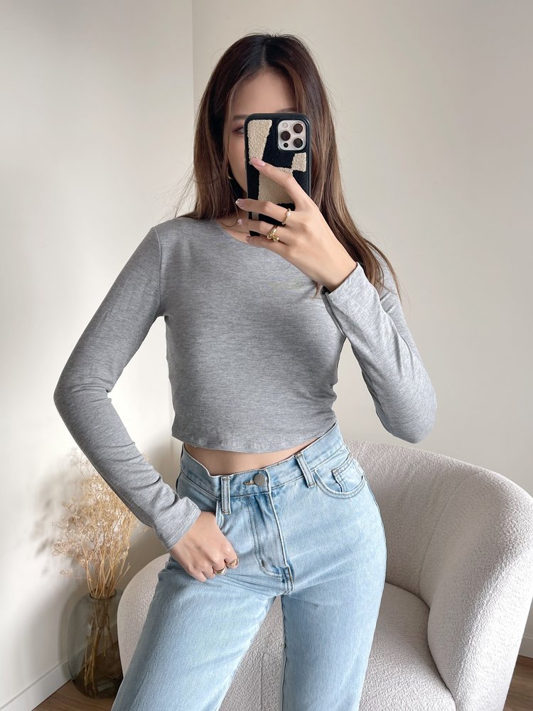 Shae Basic Long Sleeve Top / Grey