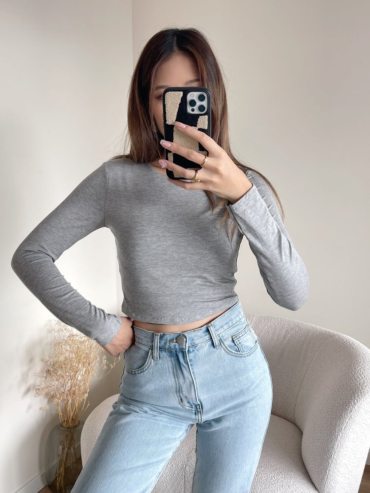 Shae Basic Long Sleeve Top / Grey