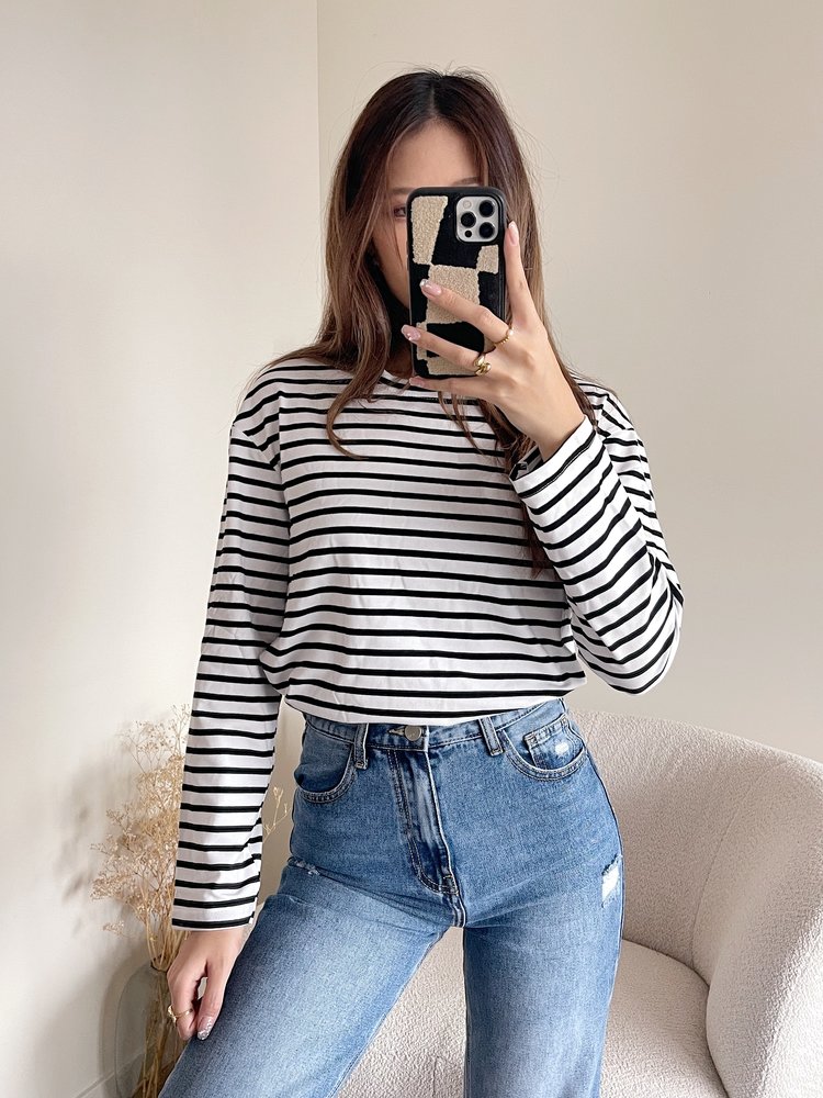 Fleur Striped Top / White & Black