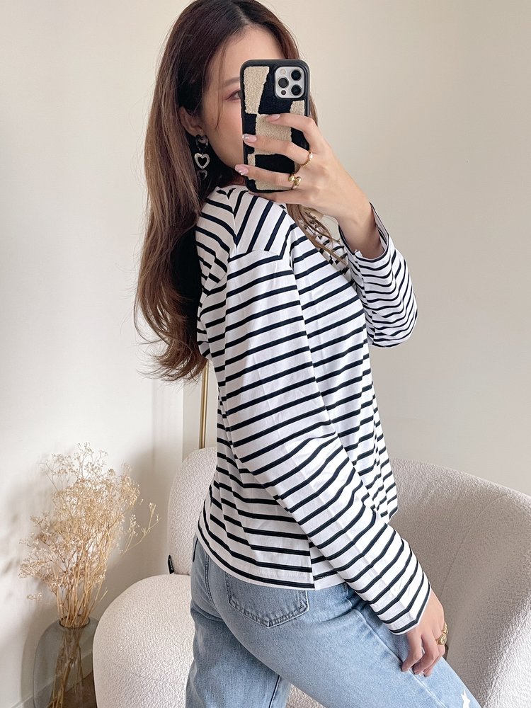 Fleur Striped Top / White & Black