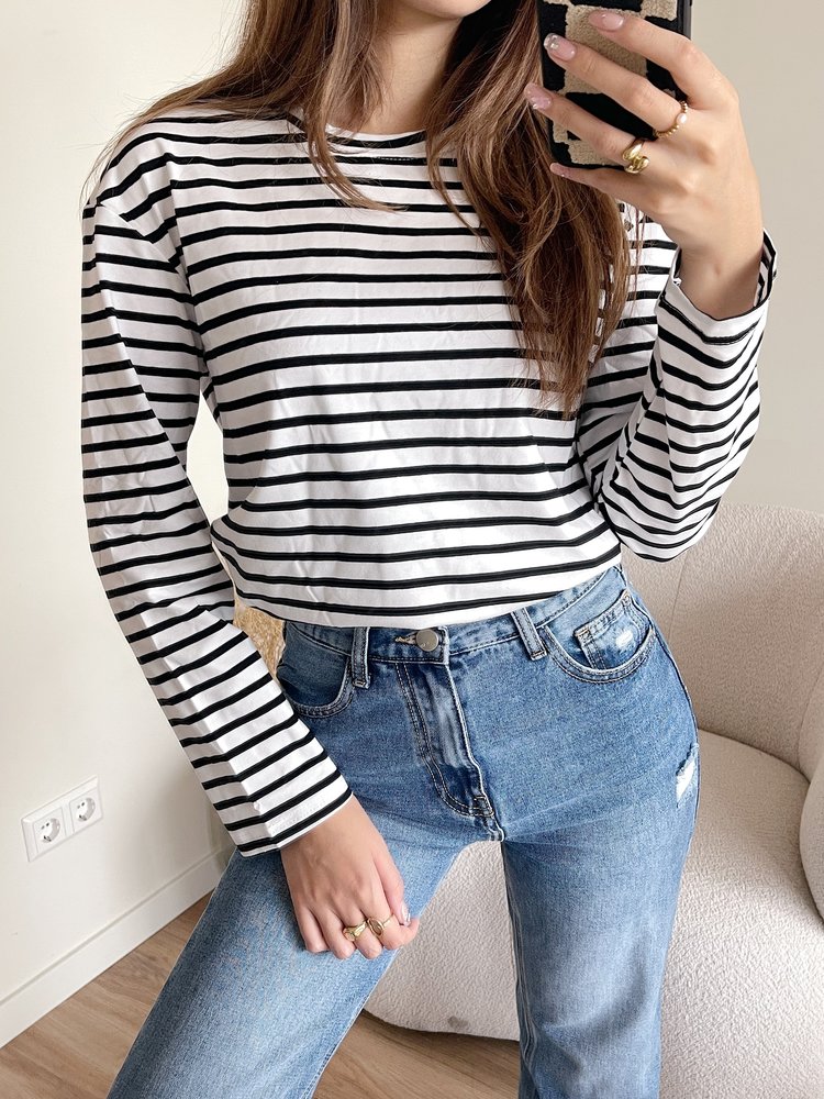 Fleur Striped Top / White & Black