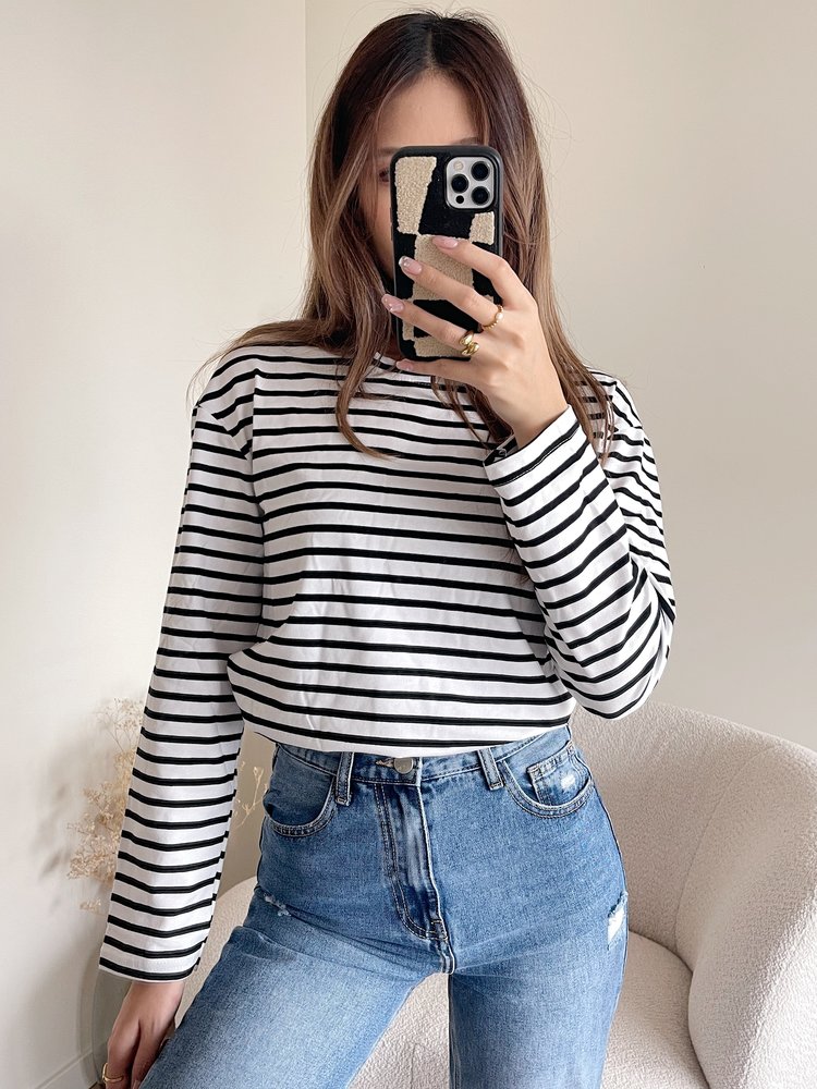 Fleur Striped Top / White & Black