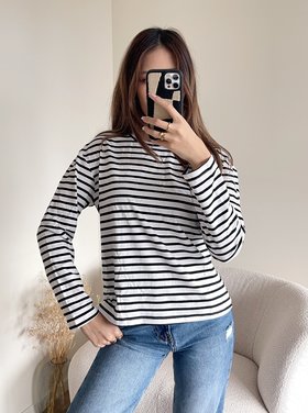 Fleur Striped Top / White & Black