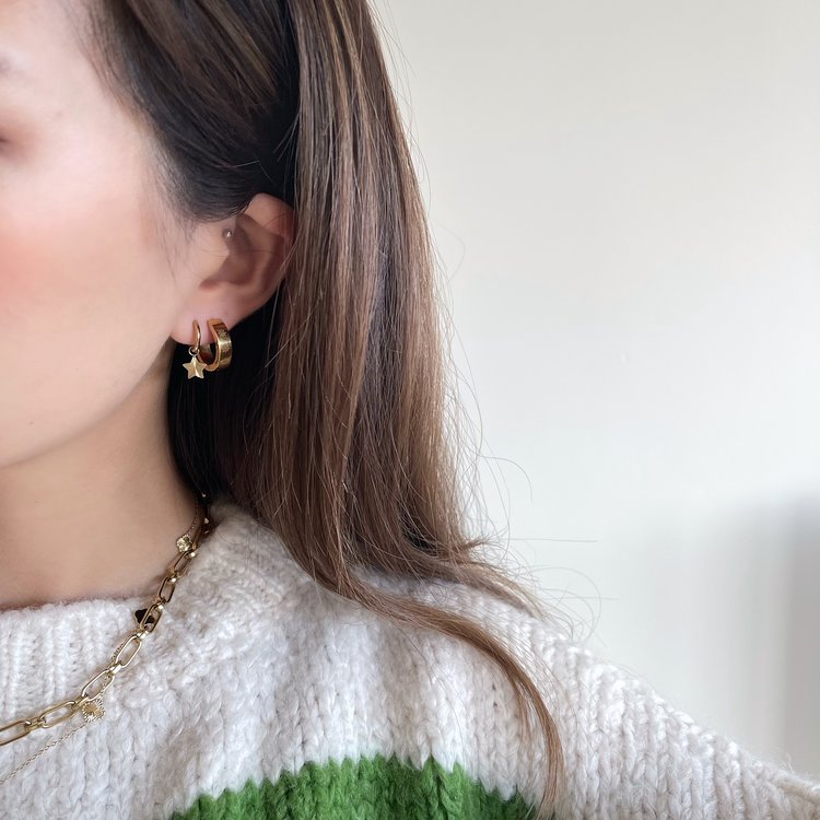 Gold Textured Star Earrings