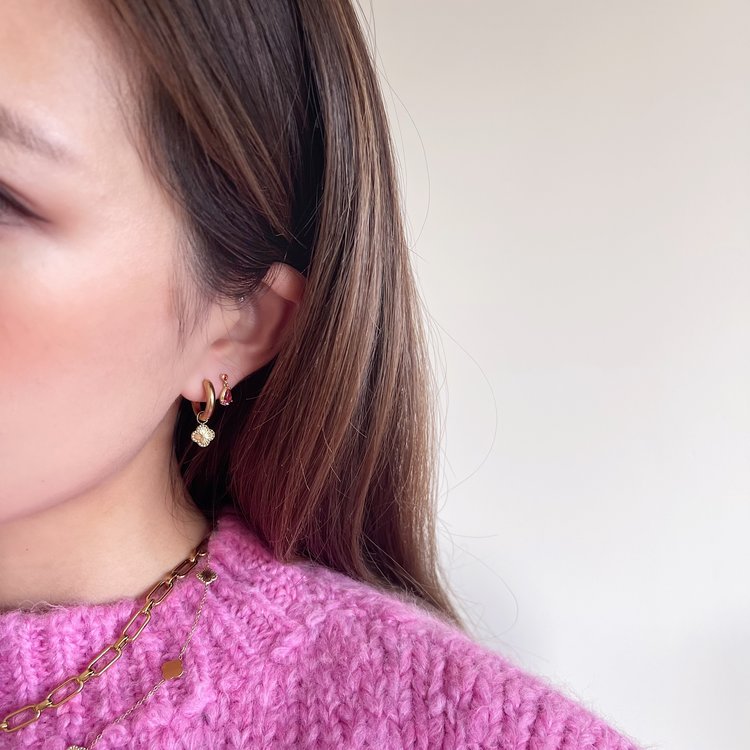 Gold Textured Clover Earrings