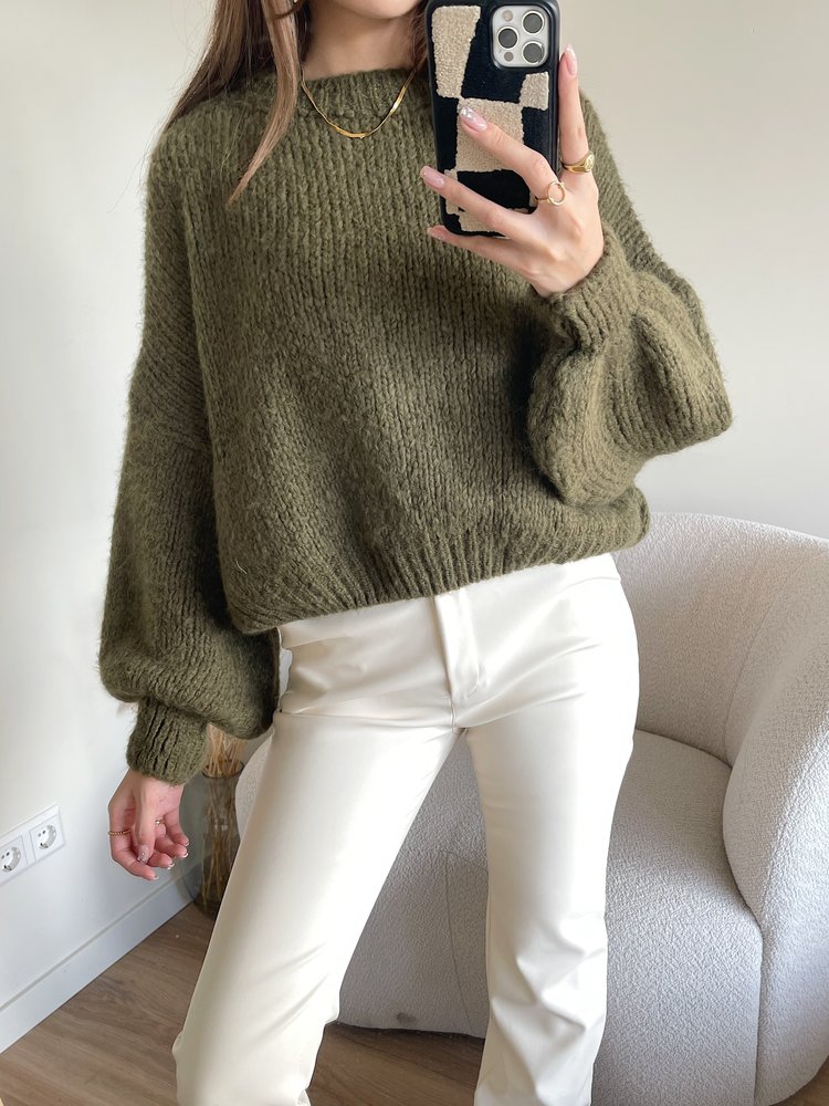 Caro Oversized Knit Sweater / Dark Olive