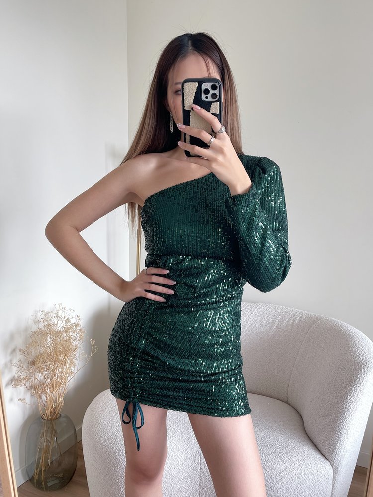 Irena Sequin Dress / Dark Green