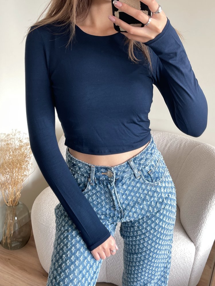 Shae Basic Long Sleeve Top / Navy Blue