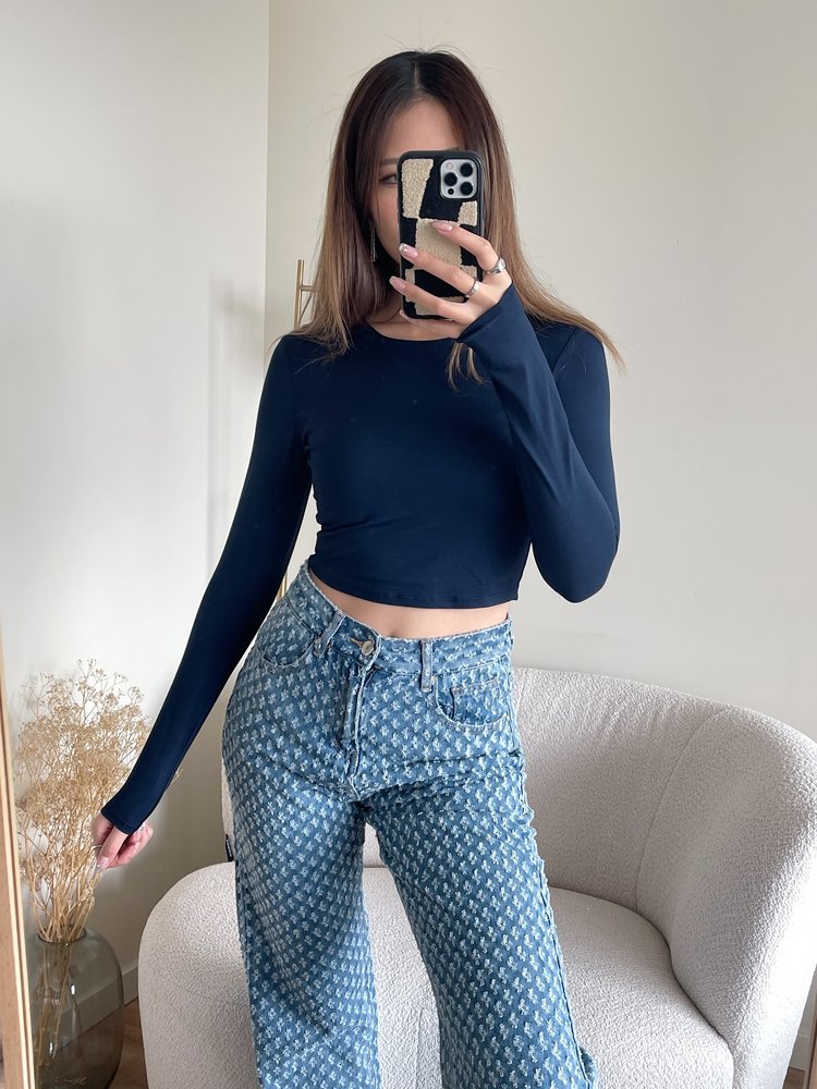 Shae Basic Long Sleeve Top / Navy Blue