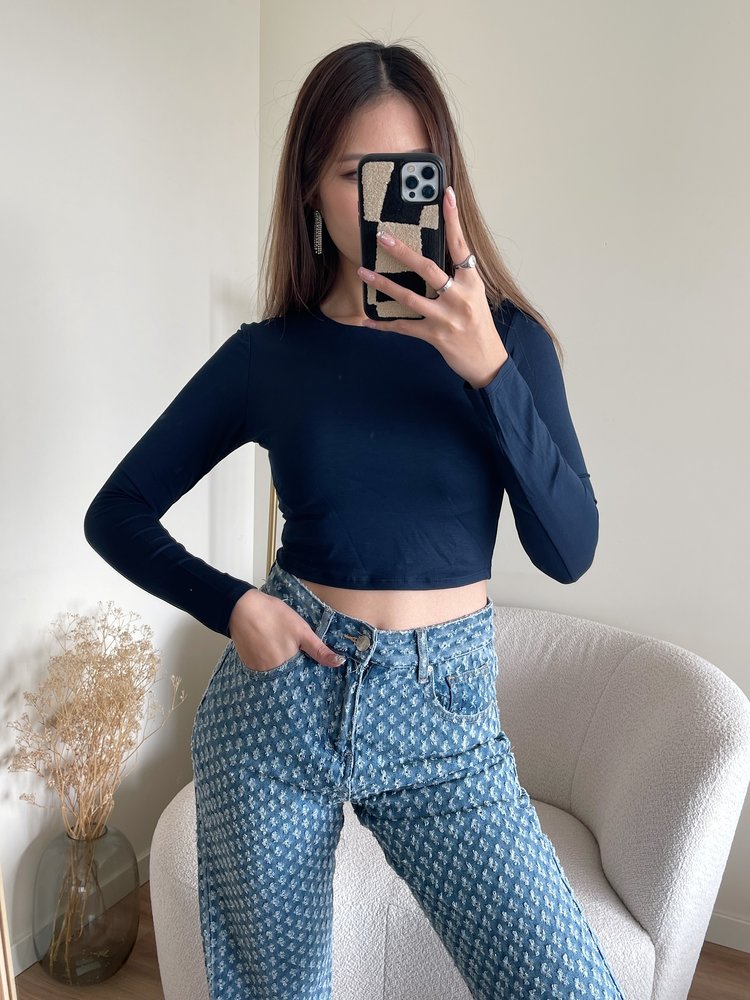 Shae Basic Long Sleeve Top / Navy Blue