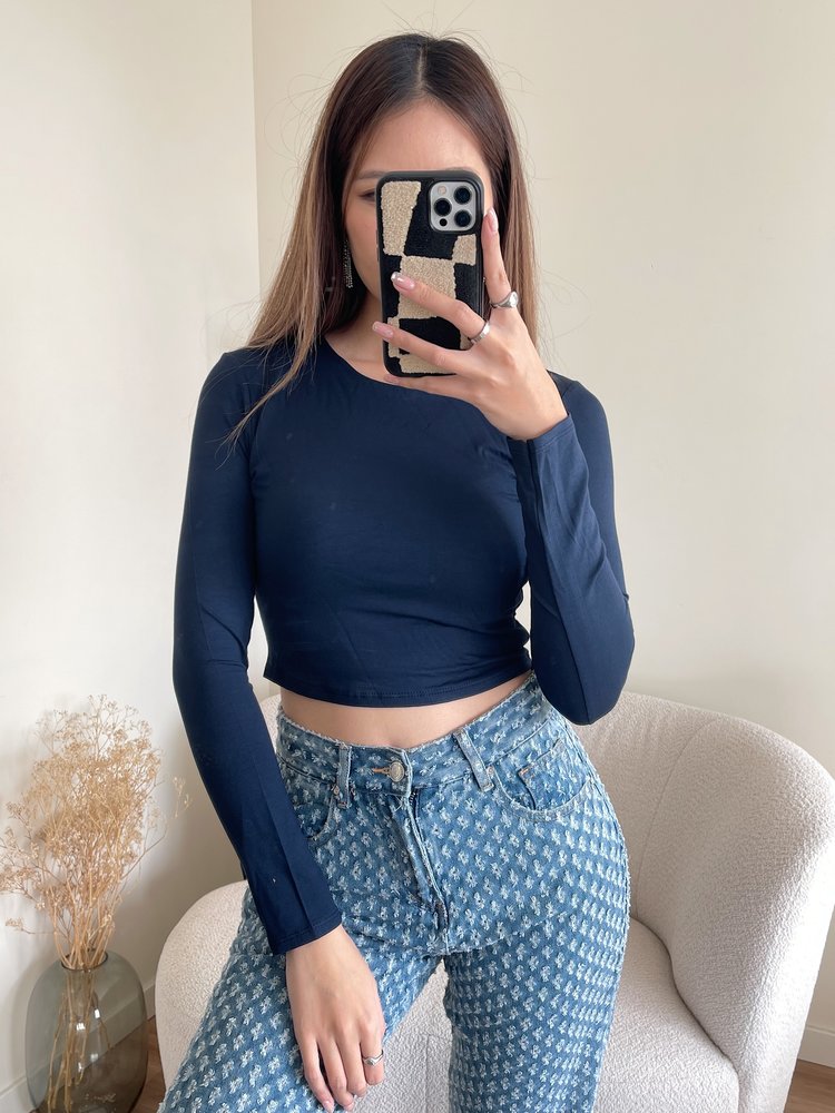 Shae Basic Long Sleeve Top / Navy Blue