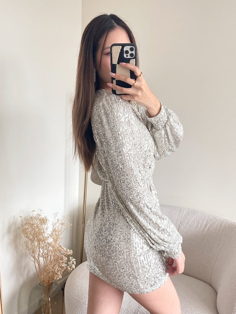 Reissa Sequin Dress / Champagne