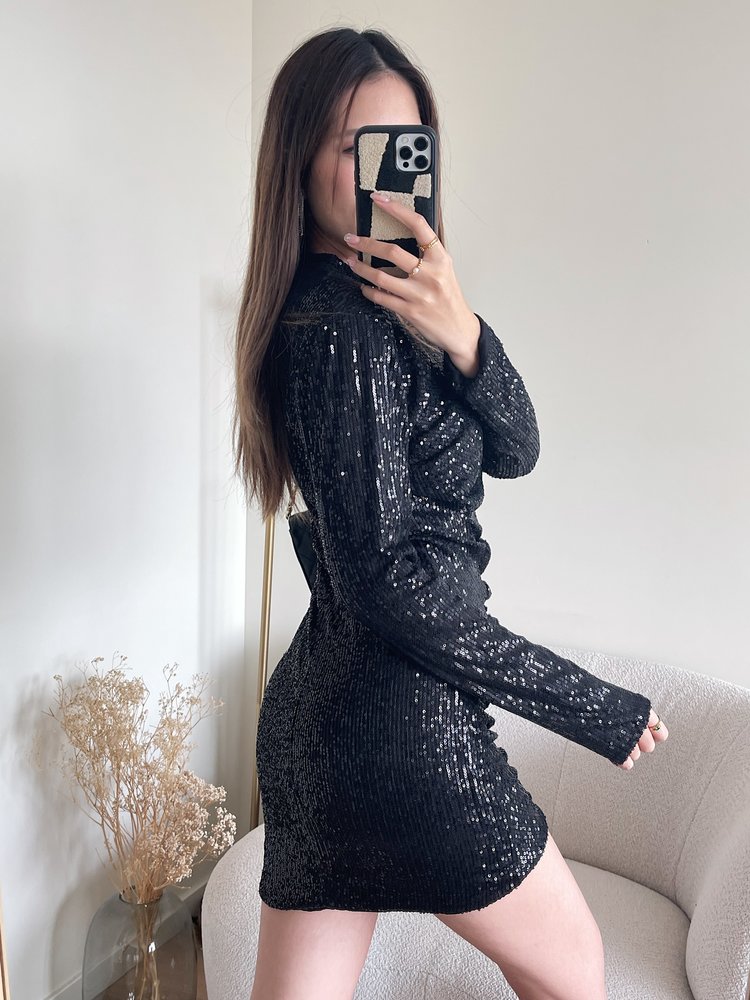 Nilla Sequin Dress / Black