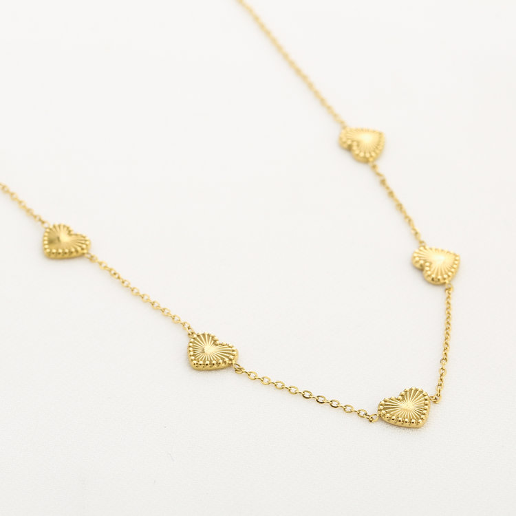 Gold Textured Heart Necklace