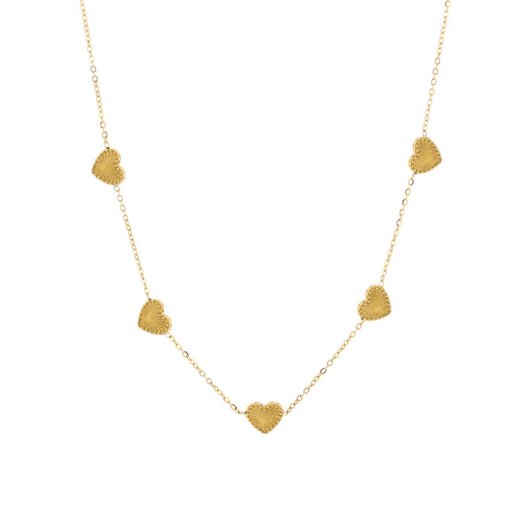 Gold Textured Heart Necklace