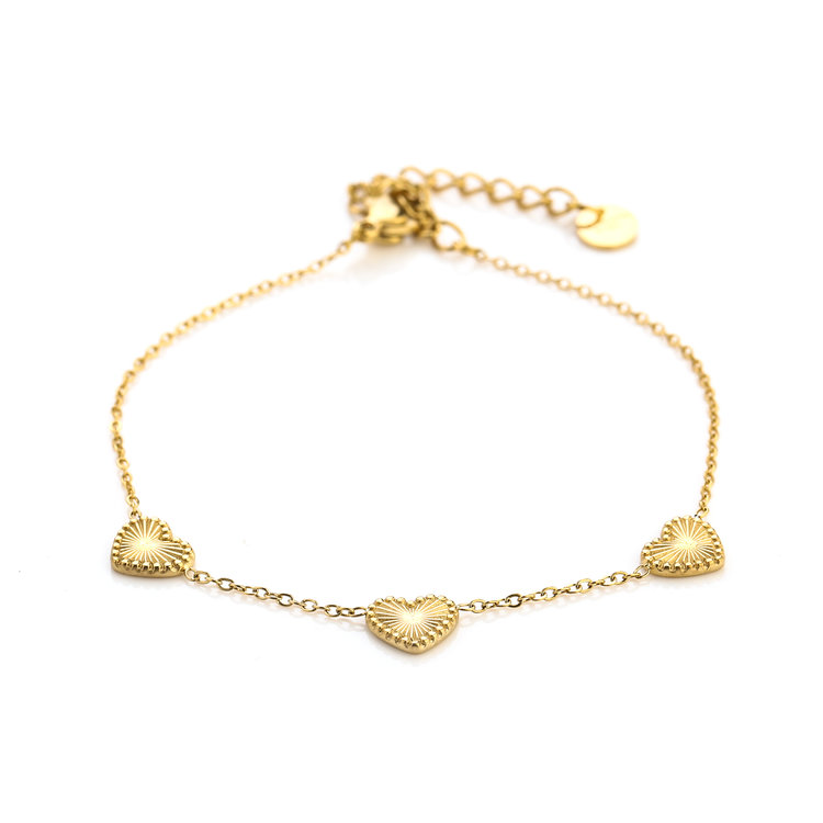 Gold Textured Heart Bracelet