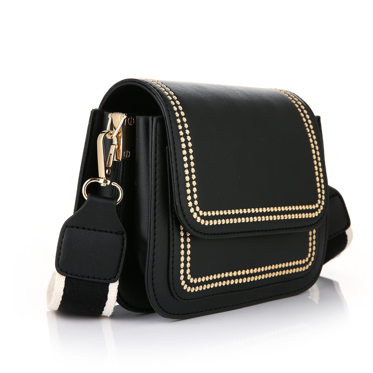 Gisa Stitched Crossbody Bag / Black