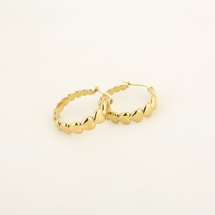 Gold Heart Hoop Earrings