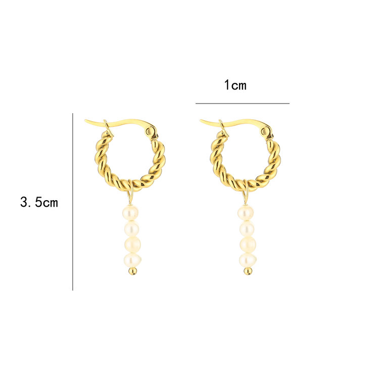 Gold Pearl Twisted Earrings