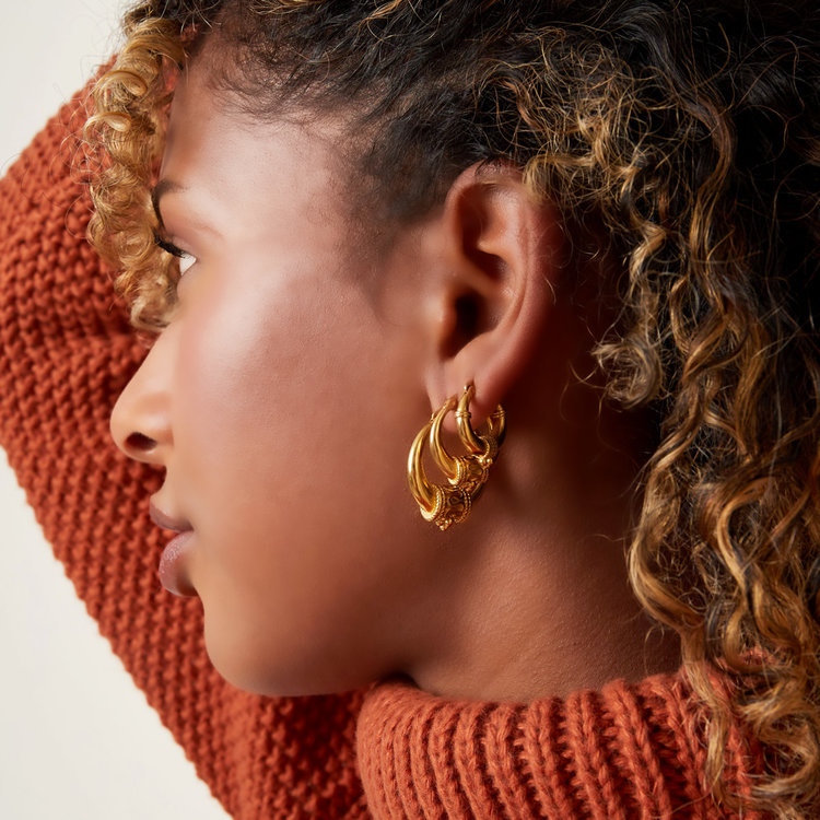 Gold Boho Rope Hoop Earrings