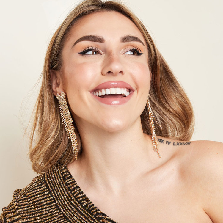 Silver Sparkle Rhinestone Heart Earrings