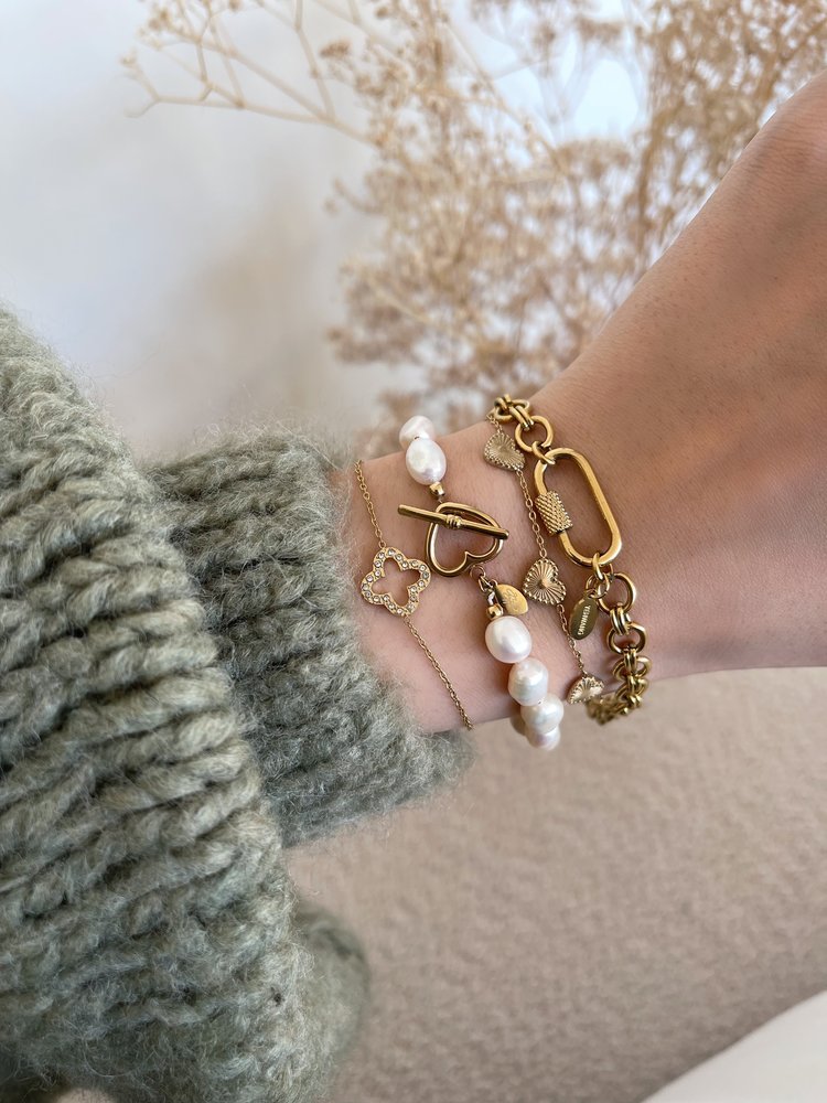 Gold Zircon Clover Bracelet