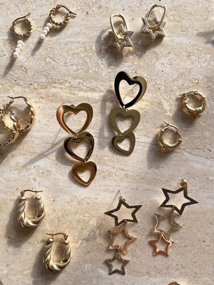 Gold Heart Hoop Earrings