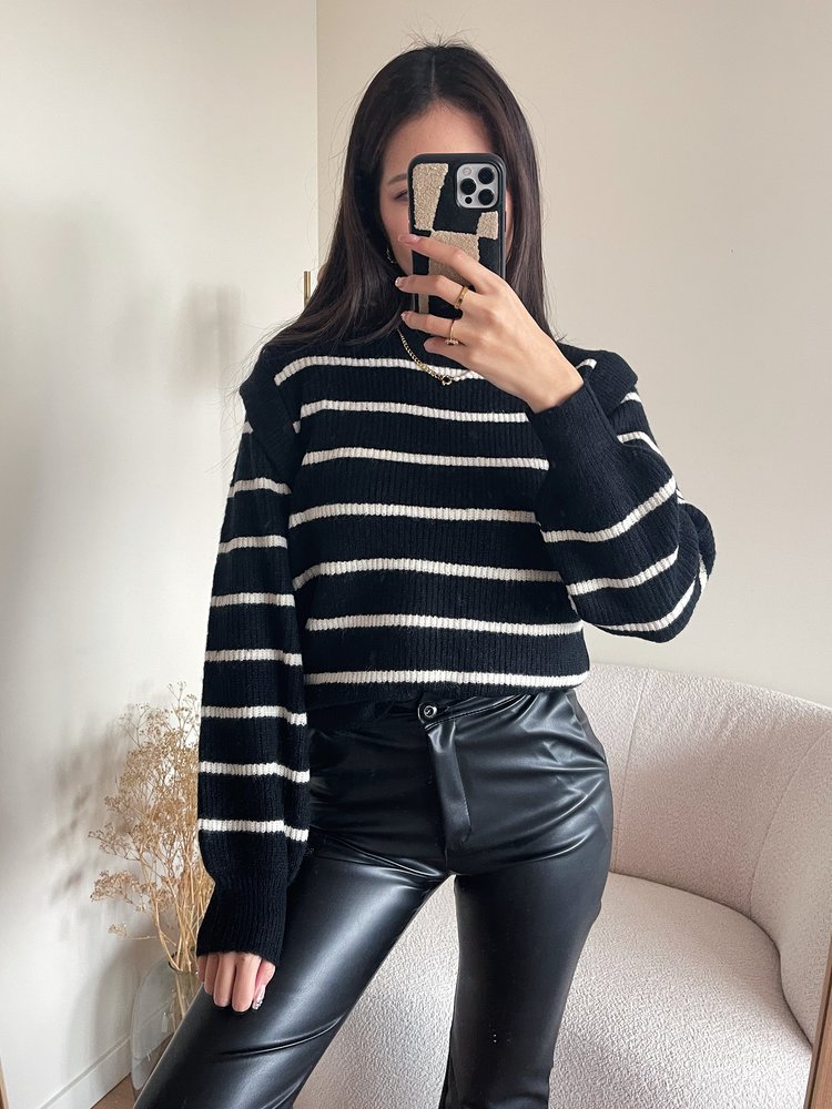 Rory Striped Sweater / Black
