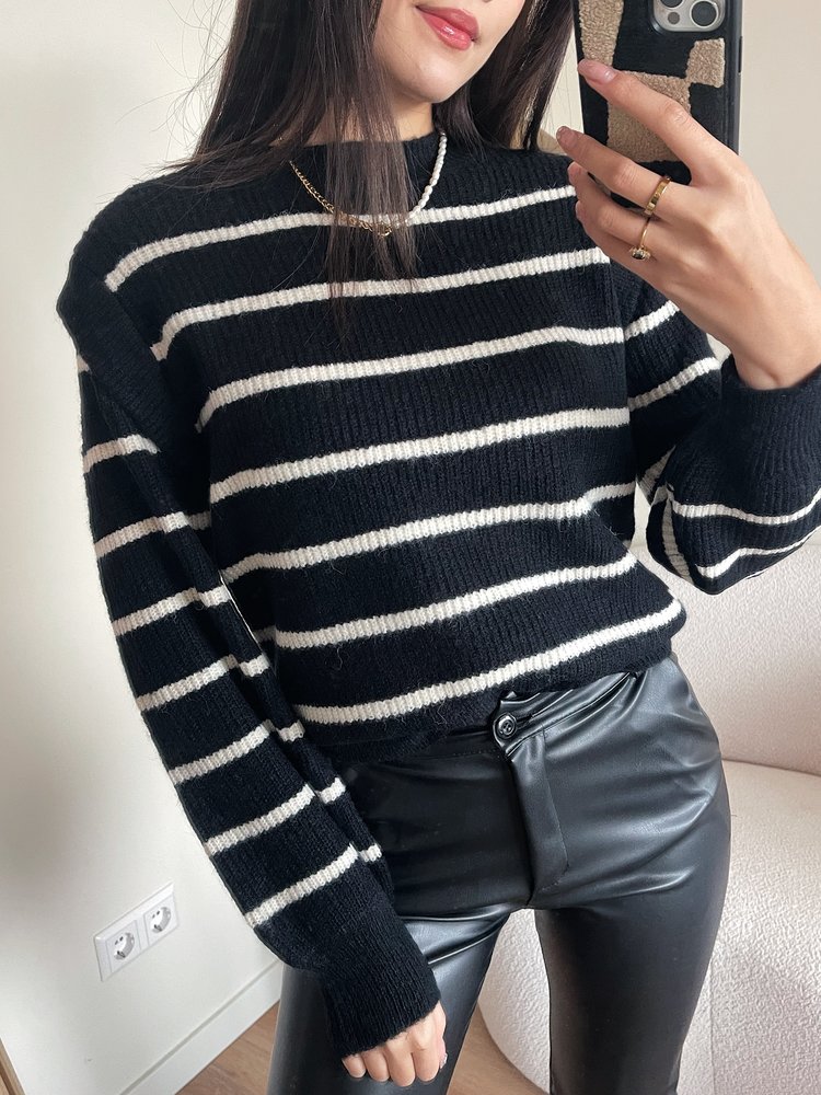 Rory Striped Sweater / Black