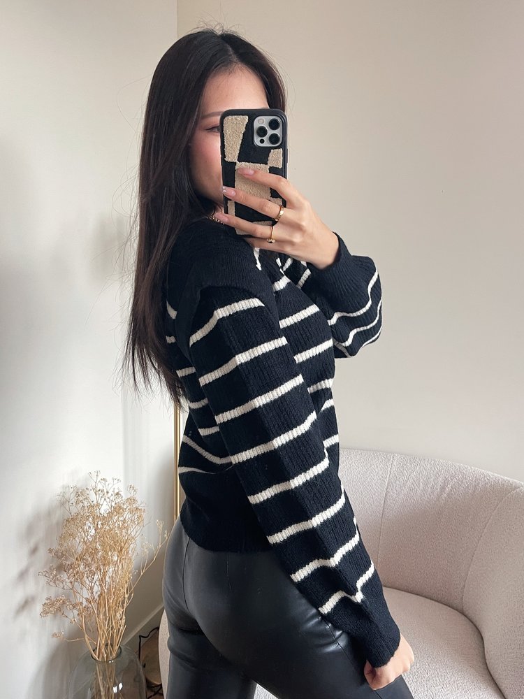 Rory Striped Sweater / Black