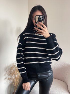 Rory Striped Sweater / Black