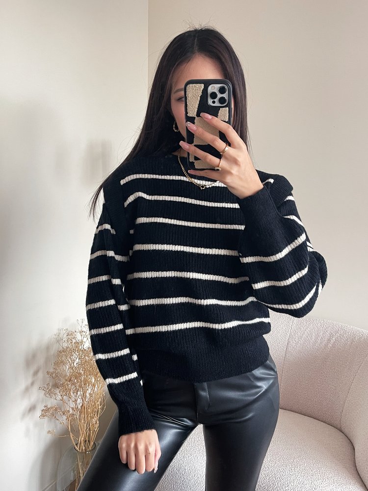 Rory Striped Sweater / Black