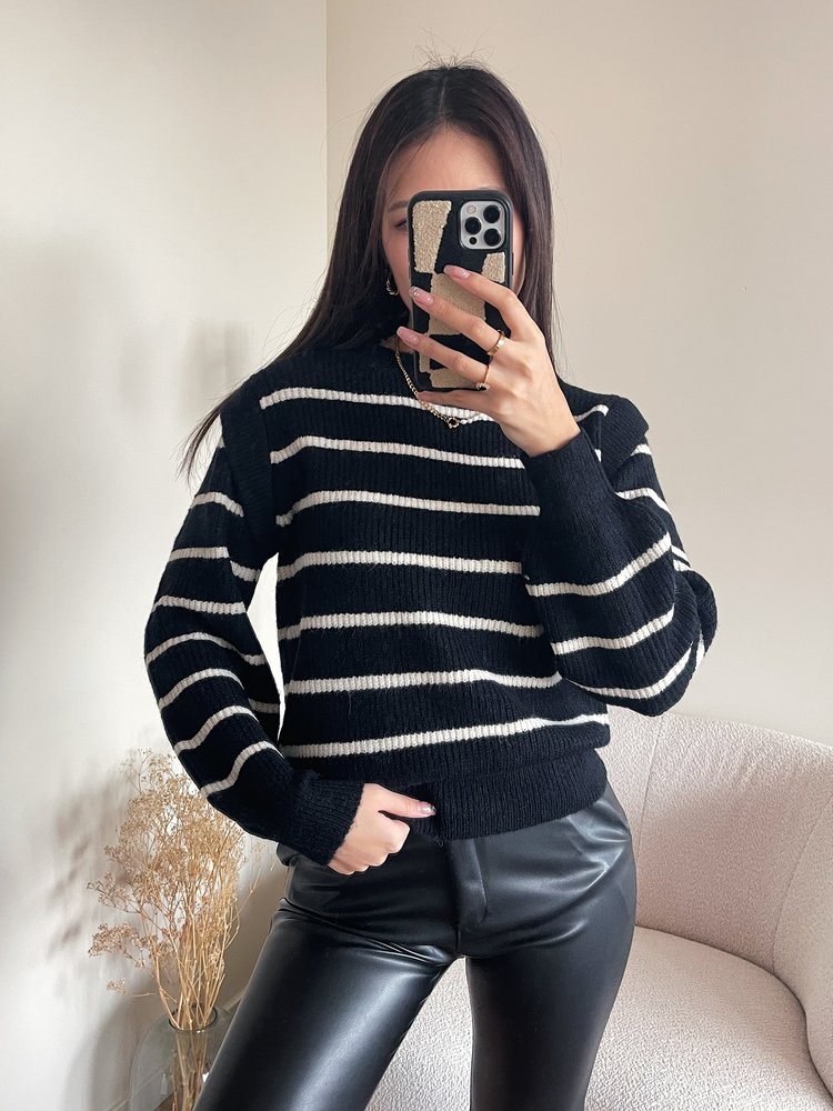 Rory Striped Sweater / Black