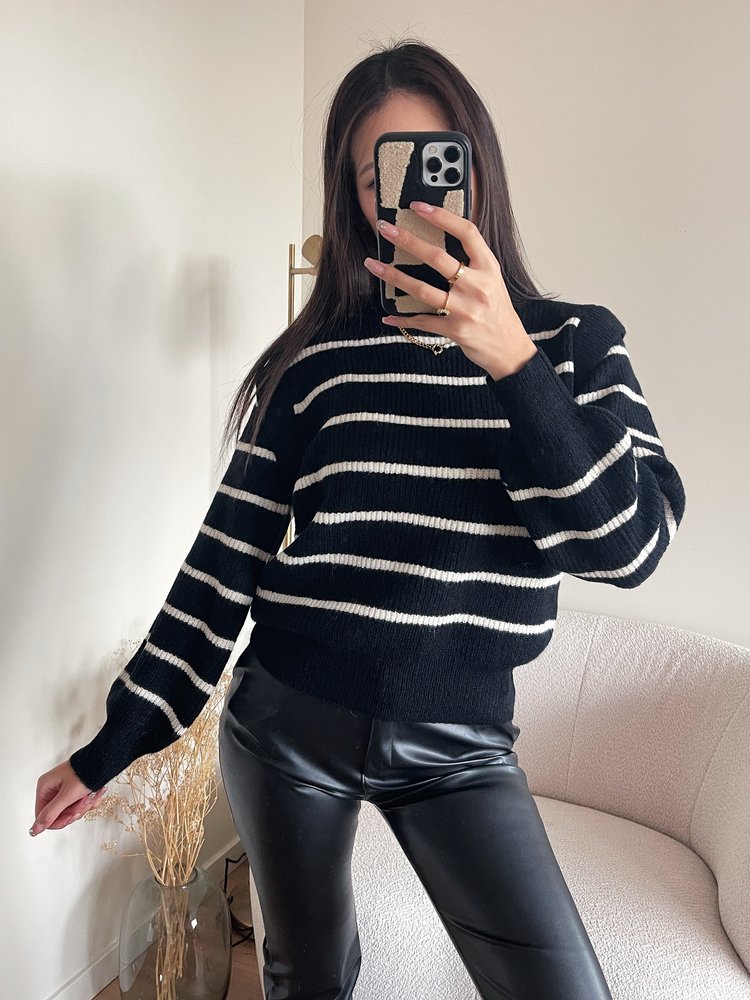 Rory Striped Sweater / Black