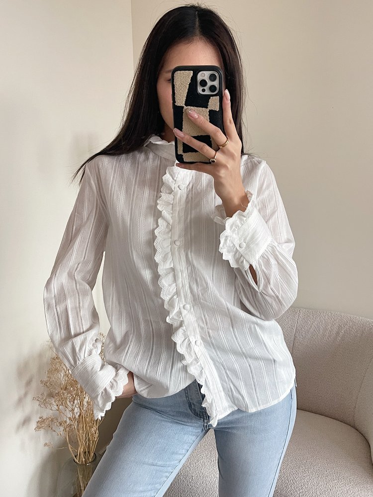 Ninetta Ruffle Blouse / White