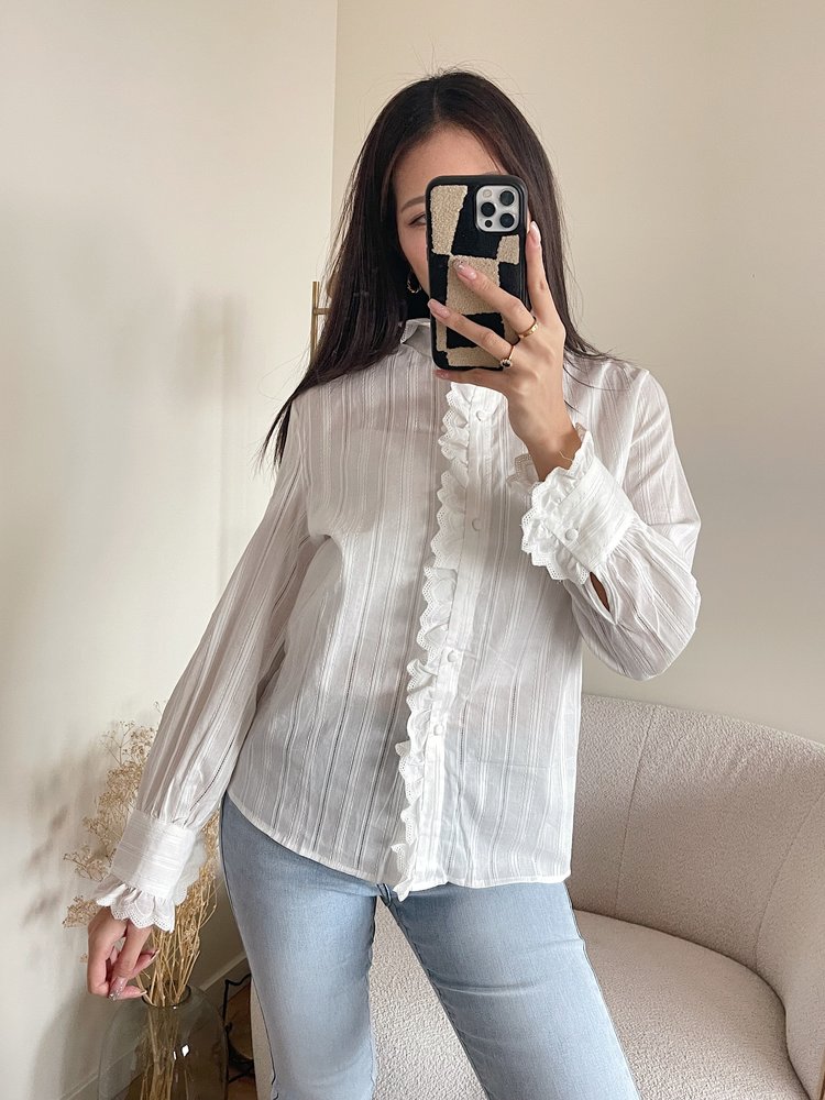 Ninetta Ruffle Blouse / White