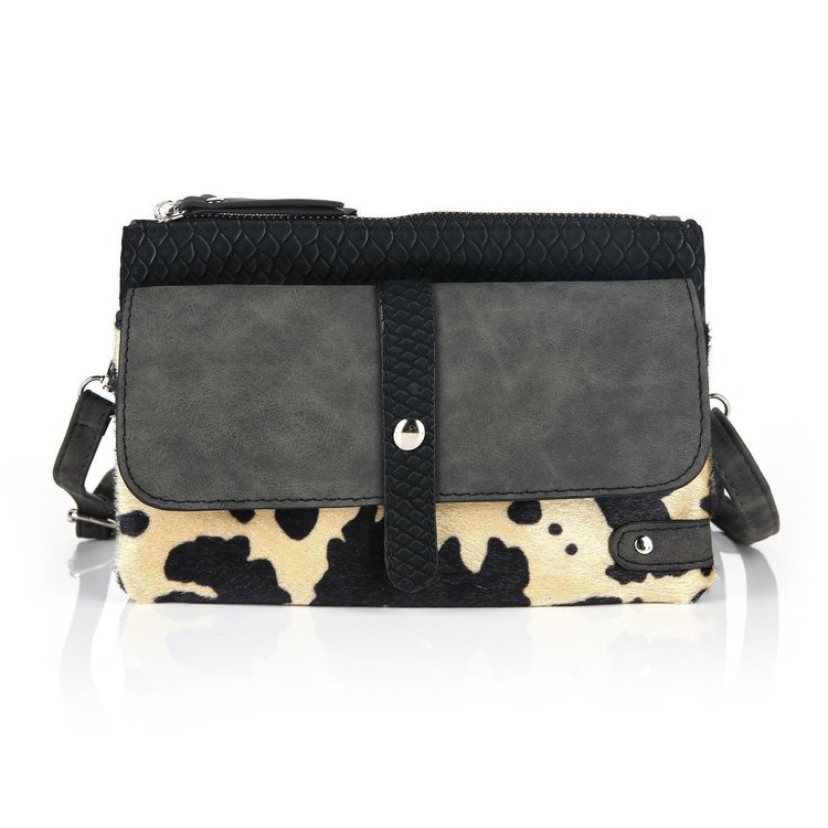 Safia Cow Print Bag / Black